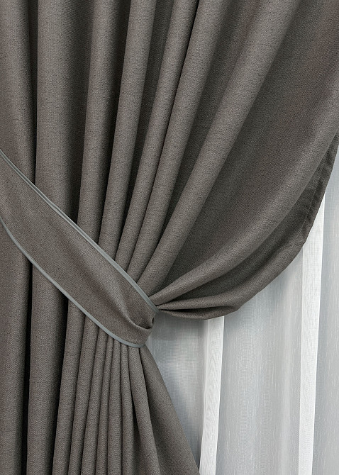 Комплект штор VR-Textil TWEED_V 200х270 2шт и Тюль 600х270 1915ш-1153т Темно-серый с белым 71-146/7 Киев - изображение 4