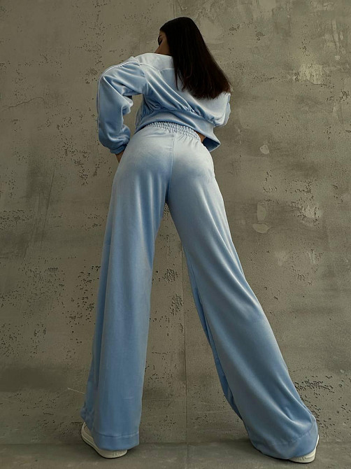 Стильный женский велюровый мягкий костюм двойка велюр плюш Голубой, 44/46 Одесса - изображение 4