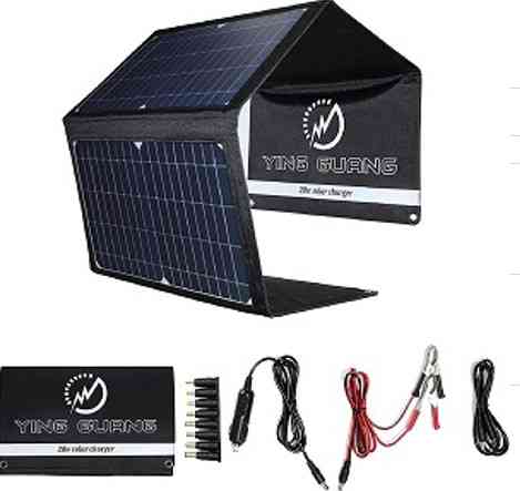 Складное солнечное зарядное устройство Solare 28W USB + Type-C + DC (18V/1.5A) выходы (6358-EU+DC) Винница