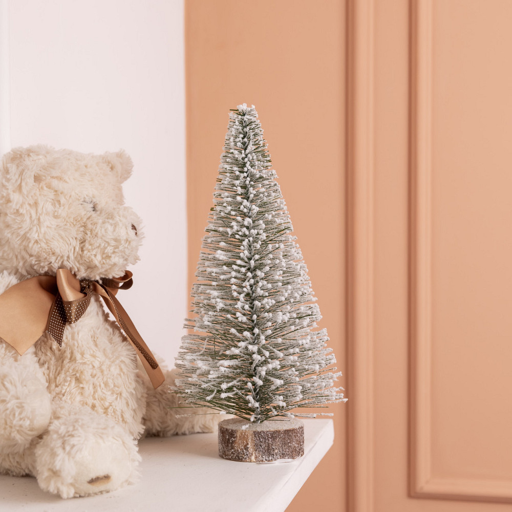 Новогодняя настольная елка зимняя Стрела 25 см на деревянной подставке SOK-М-12-2 Киев - изображение 1