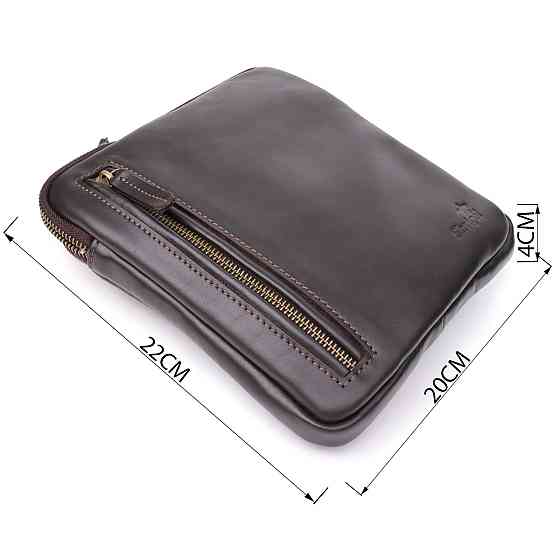 Елегантна чоловіча сумка з гладкої натуральної шкіри Shvigel 23150 Коричневий Київ