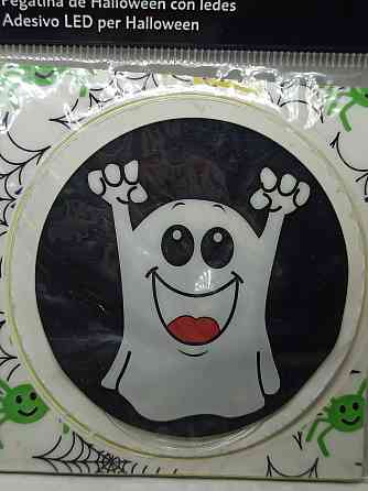 Наліпка на Хелловін 8 см зі світлодіодами Привид чорний Київ