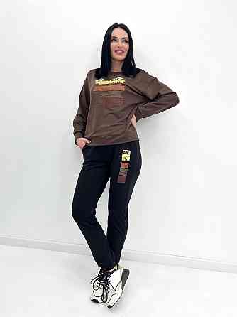 Трикотажный костюм с принтом Nopeday батал 54-56, Шоколадный+черный Киев