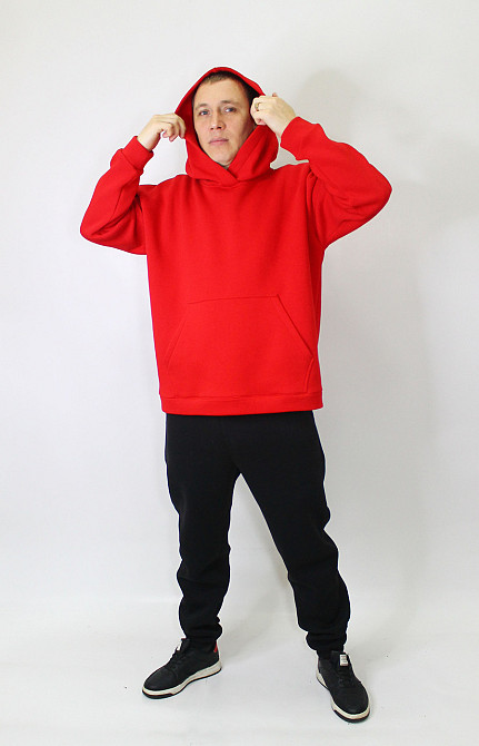 Чоловічий спортивний теплий костюм на флісі Червоно-чорний 46 Харків - фото 9