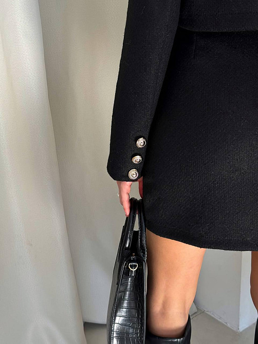 Костюм жіночий зі спідницею твідовий Чорний 48/52 Харків - фото 6