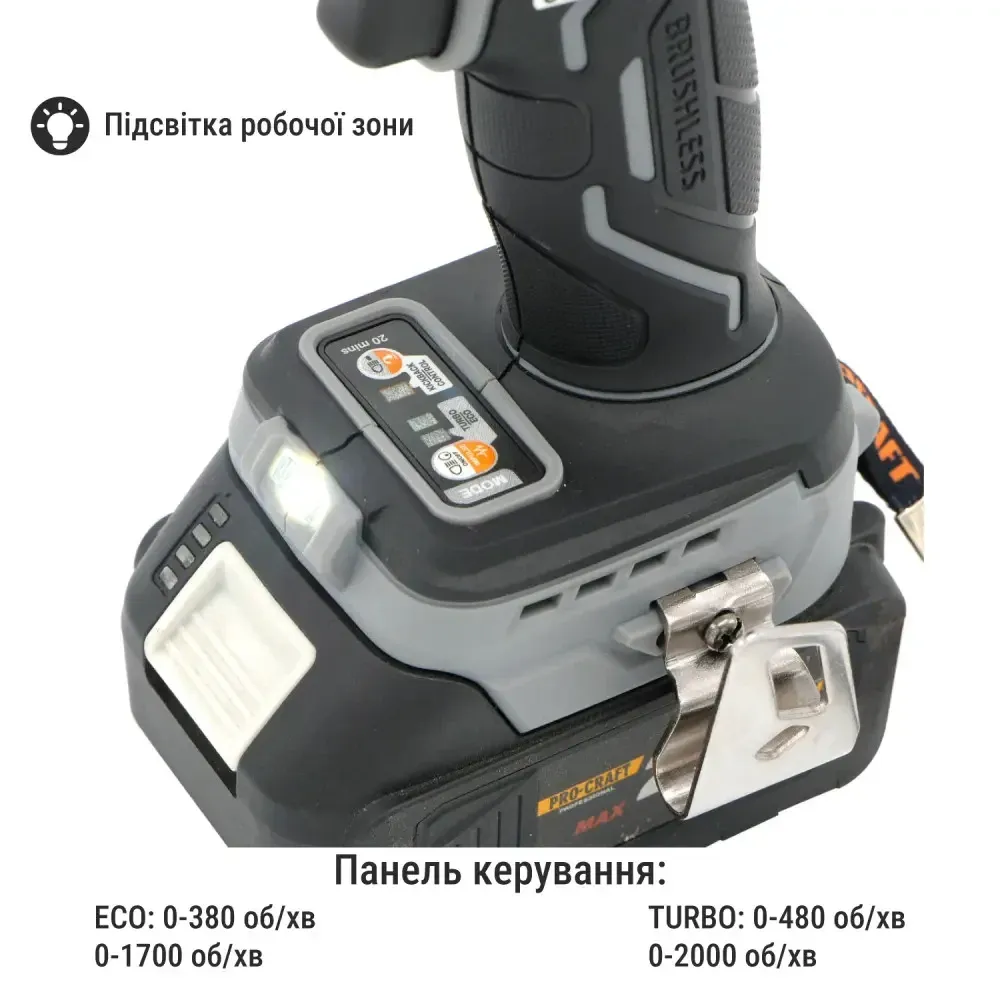Шуруповерт акумуляторний Procraft industrial CD20A (з 1 акб та зп) Коломия - фото 4