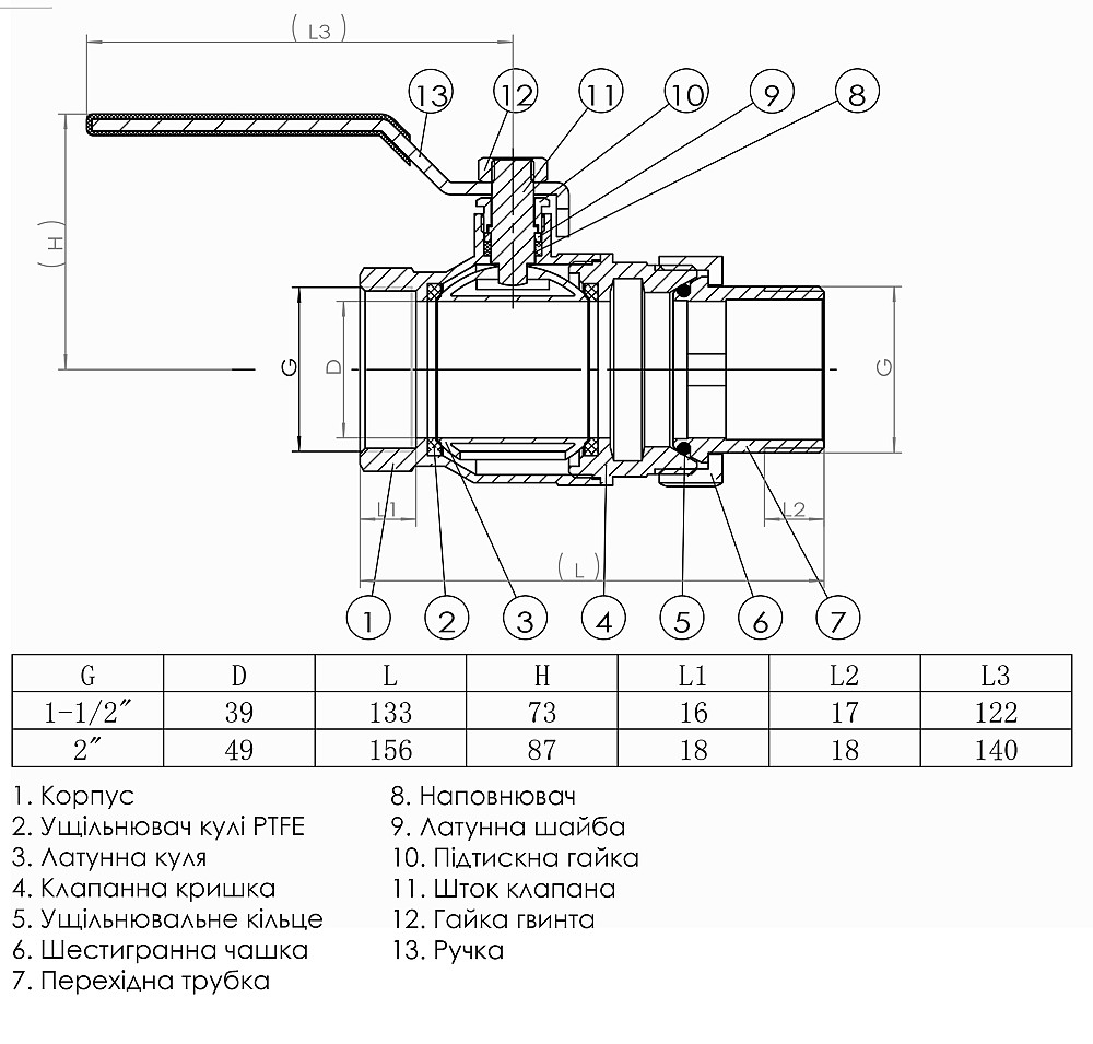 Кран кульовий з американкою SOLOMON 2″ ПОСИЛЕНИЙ 1042 Луцк - изображение 4