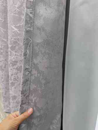 Комплект готових штор VR-Textil Льон мармур Royal Touch № 2007ш Світло-сірий 270х270 см 2 шт (33-1306) Київ