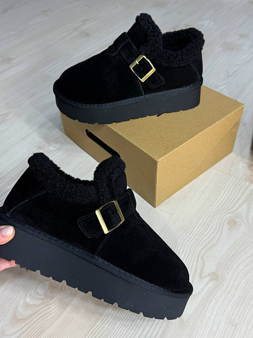 Ботинки женские Hengji 003-1 угги натуральная замша с пряжкой черные, 38, 24 см Киев - изображение 2