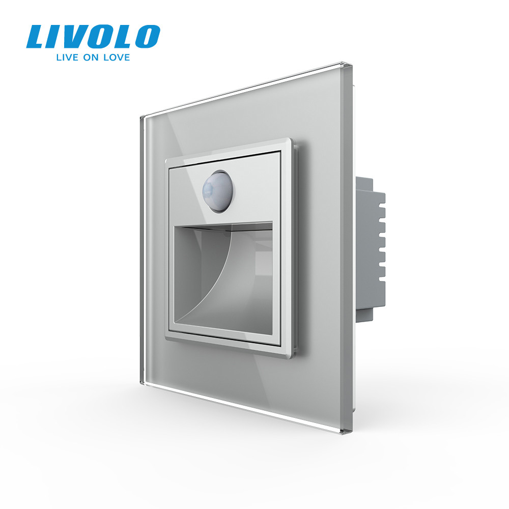 Cвітильник автоматичний для сходів підлоги датчик руху темряви, сірий, 2700K, 220В, 0.35Вт, огляд 120°, затримка 40с, дальність 4м LIVOLO (VL-C7FCL-2I Коломия - фото 1