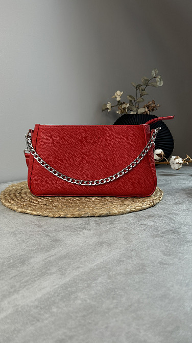 Женская кожаная сумочка, Стильная сумка из натуральной кожи, Маленькая красная сумка на плечеMasterSem Киев - изображение 4