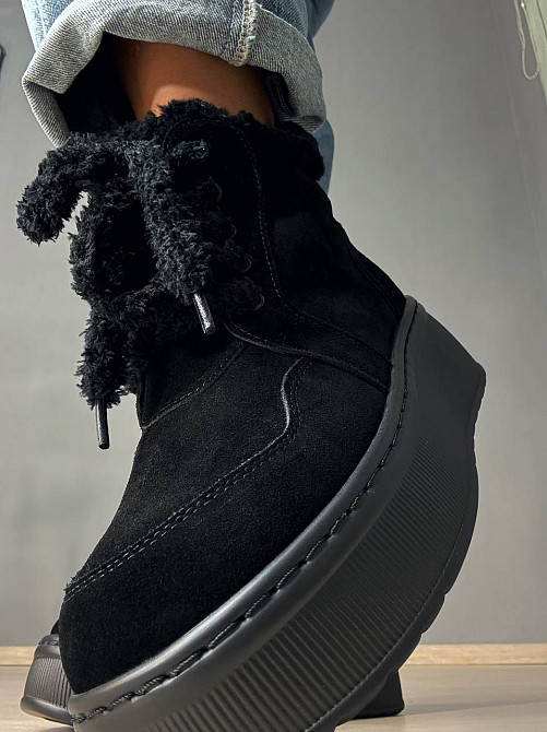 Ботинки женские Hengji 307-5 натуральная замша утепленные на высокой подошве черные, 39, 24,5 см Киев - изображение 15