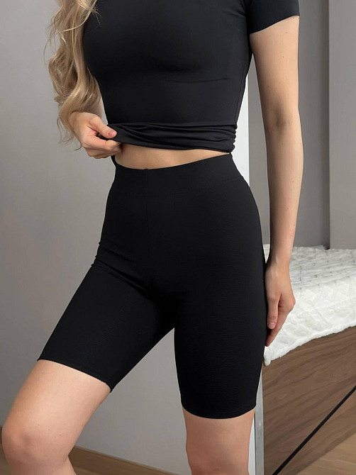 Женские базовые повседневные эластичные велосипедки Рубчик Нейлон Черный, 42/44 Одесса - изображение 1