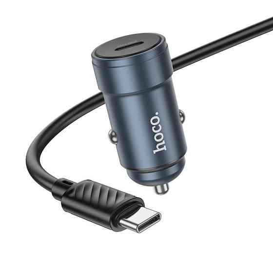 Автомобильное зарядное устройство HOCO Z57 Glorious single-port PD30W car charger set (C to C) Metal Gray Одесса