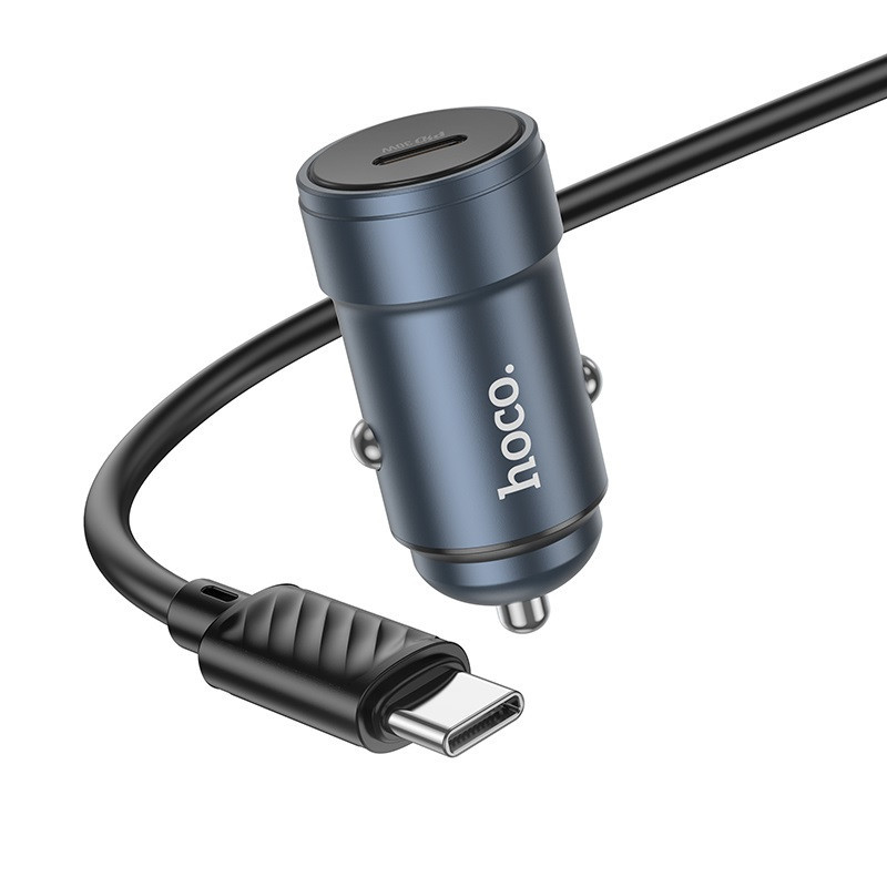 Автомобильное зарядное устройство HOCO Z57 Glorious single-port PD30W car charger set (C to C) Metal Gray Одесса - изображение 4
