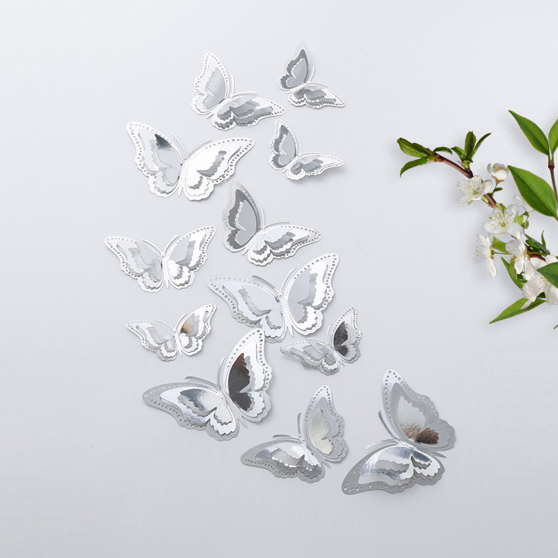 Метелики декоративні на стіну дзеркальні 12 штук сріблястий Київ - фото 3