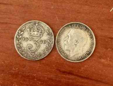Великобритания. 3 пенса 1920 г. Георг V. Серебро Полтава