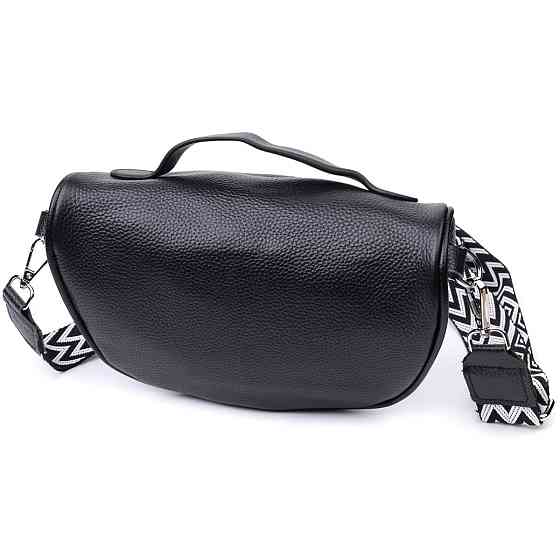 Женская сумка через плечо в классическом цвете из натуральной кожи Vintage 22655 Черный Киев