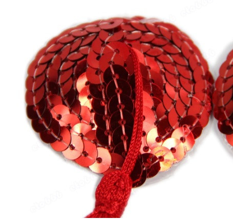 Наклейки на груди з паєтками та кісточками 5 на 4,5 см червоний Київ - фото 5