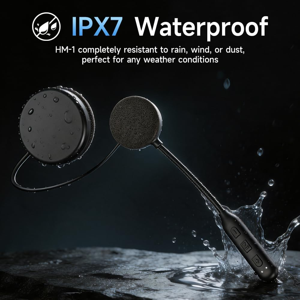 Bluetooth-гарнитура для мотоциклетного шлема, Bluetooth 5.2, водонепроницаемая IPX7, стереозвук, шумоподавление, 50 часов работы Киев - изображение 8