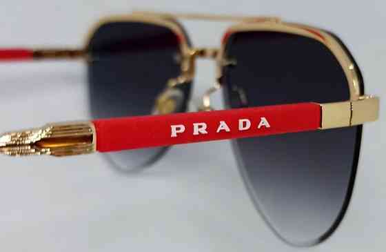 Мужские брендовые очки капли серый градиент с красными резин вставками. Киев