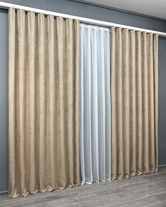 Комплект готових штор VR-Textil Шеніл преміум VELMIRA Rich № 1926ш Бежевий 200х290 см 2 шт (32-348) Київ - фото 4