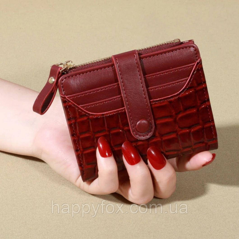 Елегантний вишневий жіночий гаманець з еко шкіри. Львов - изображение 1