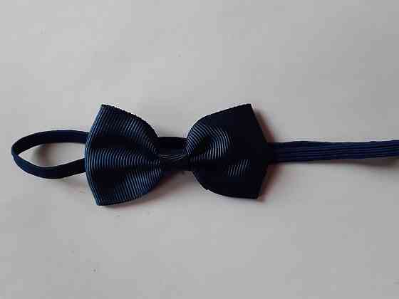 Дитяча повязочка на голову синя - розмір універсальний (на резинці), бантик 7см Київ