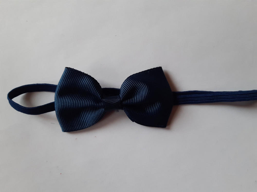 Дитяча повязочка на голову синя - розмір універсальний (на резинці), бантик 7см Київ - фото 1