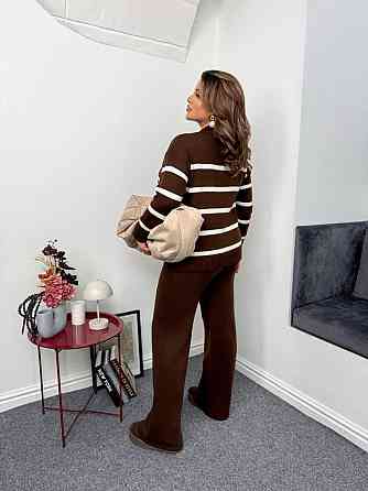 Женский теплый базовый костюм двойка: свитер и штаны машинная вязка с добавлением ангоры Шоколад Одесса
