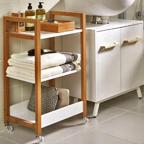 Етажерка для ванної на коліщатах "Прінцель" охра-зефір Миколаїв - фото 1