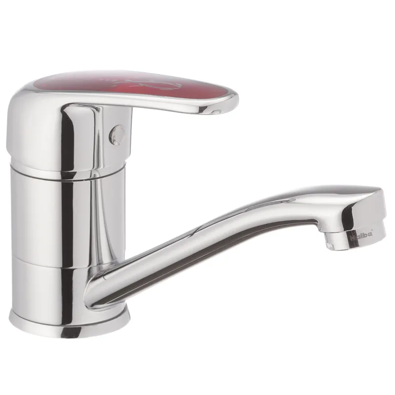 Смеситель для умывальника Haiba Magic 004 с красной ручкой и изливом 15 см (HB0690) Харьков - изображение 1