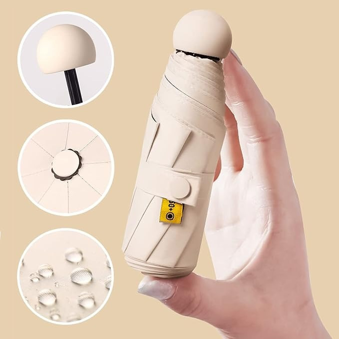 Зонт механический мини-зонт в чехле,карманный от дождя,солнца на 8 спиц в чехле цвет бежевый Каменец-Подольский - изображение 5