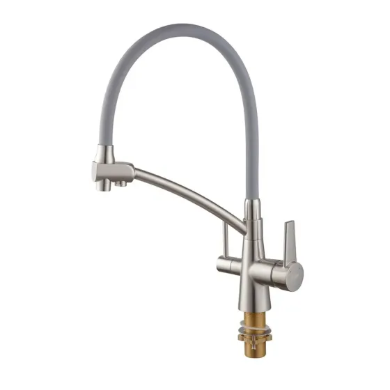 Смеситель кухонный Koer KB-72003-02 с выходом для питьевой воды и гибким изливом на подставке (KR3374) Черновцы