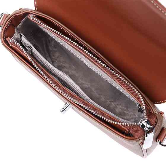 Жіноча сумка з фактурним клапаном з натуральної шкіри Коричнева (Vintage) Київ