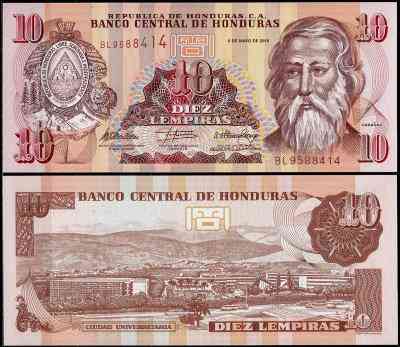 Гондурас / Honduras 10 lempiras 2012 Pick 99 UNC Полтава