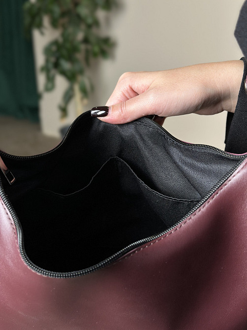 Сумка женская кожаная большая бордовая, базовая сумка, стильная сумка шопер, мяграя сумка на плечеMasterSem Киев - изображение 8