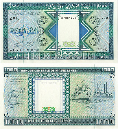 Мавританія / Мавритания / Mauritania 1000 Ouguiya 1989 Pick 7A UNC Полтава - фото 1