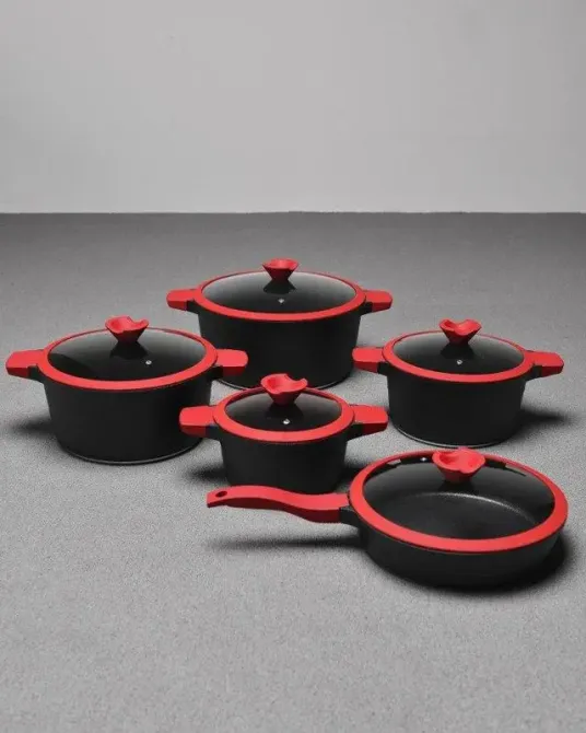 Набор из 4 кастрюль и сковородки со стеклянными крышками и антипригарным покрытием XW-10 Набор из 10 предметов Коломия - фото 4