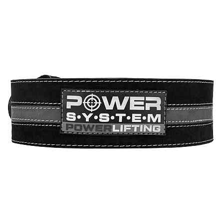 Пояс для пауерліфтингу Power System PS-3800  PowerLifting шкіряний Black/Grey Line M Київ