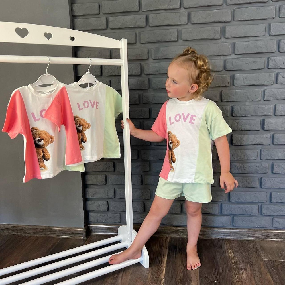 Дитячий Літній Костюм для Дівчинки Футболка з Ведмедиком LOVE та Шорти LC Waikiki 18-24 міс (86-92см) пакунок Киев - изображение 1