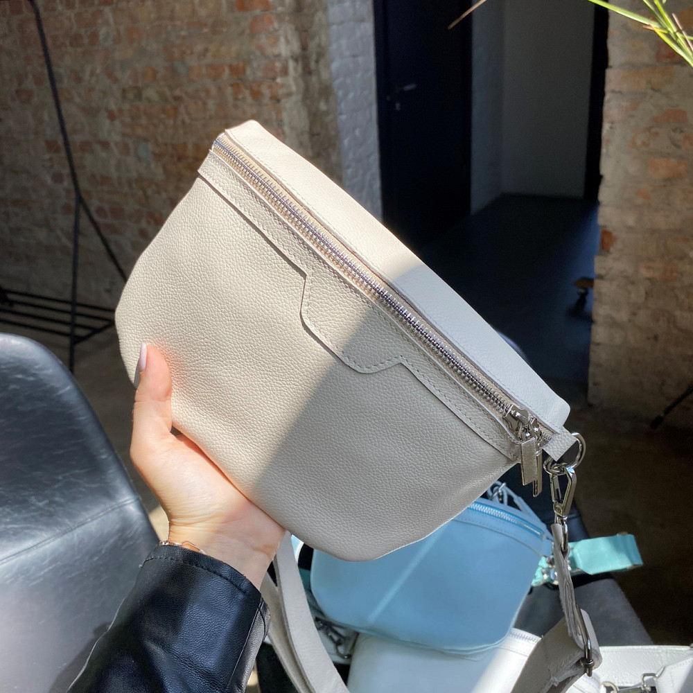 Бананка кожаная женская, поясная качественная классическая на каждый день, бежеваяMasterSem Киев - изображение 2