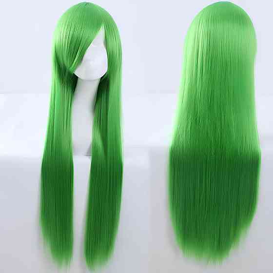 Довга зелена перука RESTEQ 80 см - пряме синтетичне волосся для косплея, аніме, фотосесій і вечірок, яскрава перука з природним Київ