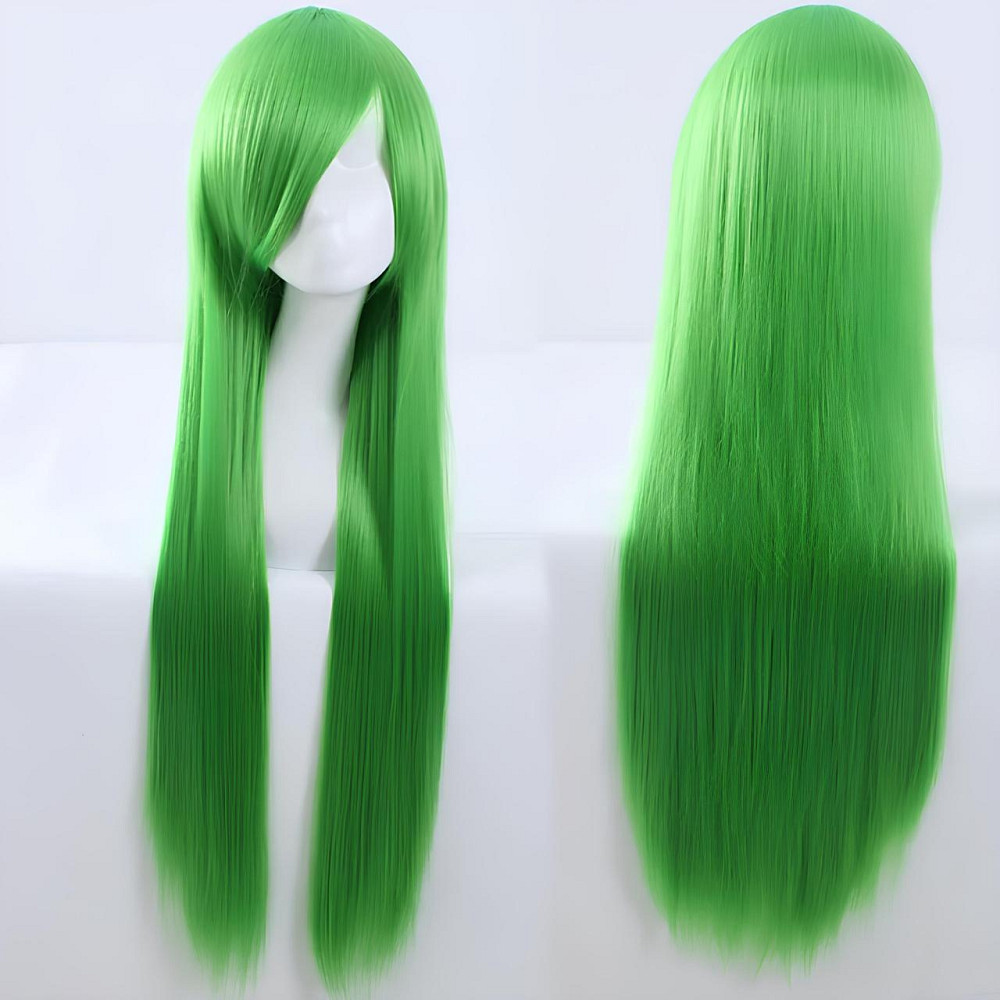 Довга зелена перука RESTEQ 80 см - пряме синтетичне волосся для косплея, аніме, фотосесій і вечірок, яскрава перука з природним Київ - фото 1