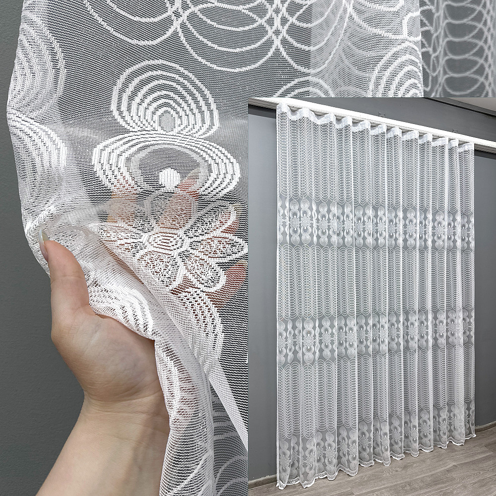 Тюль жаккард, цвет белый 1608т Киев - изображение 1