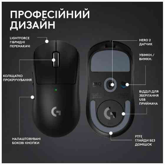 Миша Logitech Pro X Superlight 2 Lightspeed Black (910-006630) (6912724) Киев