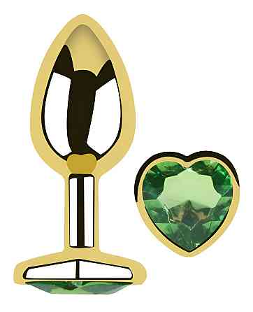 Анальна пробка з кристалом EGZO - Gold Heart Plug Green size M Sex Aura Київ