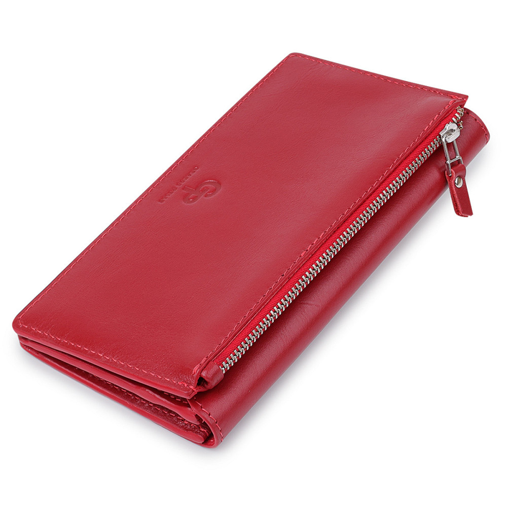 Шкіряне містке жіноче портмоне GRANDE PELLE 11550 Червоний Київ - фото 2