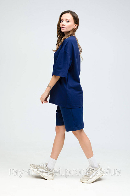 Костюм футболка оверсайз та шорти RAY BASIC темно-синій жіночий (U1801W-Navy Blue) Київ - фото 3
