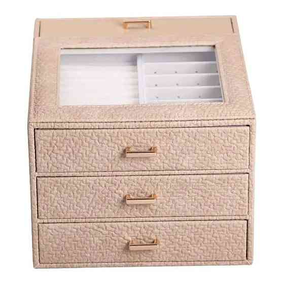 Скринька для прикрас з еко шкіри 3 яруси органайзер для ювелірних виробів HP-5-16CR Коломия